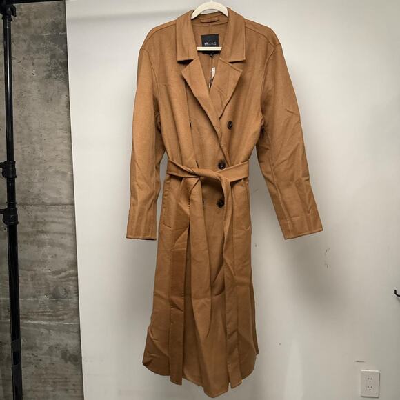 Madewell Size XL Tan Wool Trench coat with a belt - Picture 2 of 6